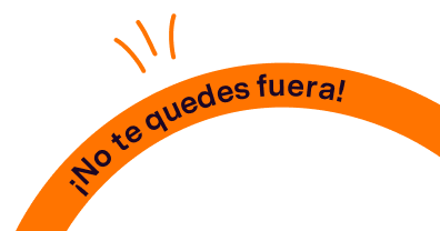 Frase "¡No te quedes fuera!" sobre fondo naranja, decorativo.